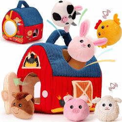 hahaland Baby Spielzeug 6-12 Monate,Bauernhoftiere & Bauernhof Montessori Sensorisches Spielzeug mit Scheune,Rassel,Spiegel - Kinder Lernspiele & Motorikspielzeug als Ostergeschenk für 1 2 Jahre