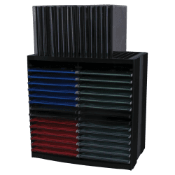 Fellowes CD Aufbewahrung, CD Turm mit Selbstauswurf-System, horizontal und vertikal nutzbar, für 30 + 18 CDs, Farbe: schwarz