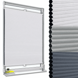 WOLTU Wabenplissee ohne Bohren Verdunklung Thermo Doppelplissee Klemmfix Zweifarbig 65x130cm Weiß-Weiß, Plissee Faltrollo Sonnen-, Sicht- & Schallschutz, Jalousie Plisseerollo für Fenster & Tür Weiß-weiß B65 x H130 cm