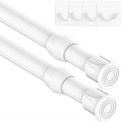 2 Stücks Teleskopstange zum Klemmen, Klemmstange für Gardinen, Spannstange ohne Bohren, Ausziehbar Vorhangstange für Schrank Küche Schrank - Weiß,30-45CM(Durchmesser 13mm)