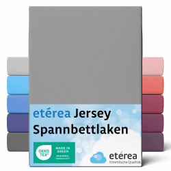 etérea Jersey Spannbettlaken 200x220cm Grau bis 25 cm Höhe - 100% Baumwolle Spannbetttuch Oekotex - Bed Sheets Leintuch Bettbezug mit Rundumgummi - Bettlaken 200x220 cm - Gray 200x220 - 200x220 cm Grau