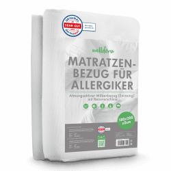 Welldora ǀ Premium Milbenbezug Matratzen 180x200x8 Topper ǀ Fachärztlich getesteter Allergiker Matratzenschoner ǀ Anti Milben Encasing mit Reissverschluss ǀ Allergiker Bettwäsche