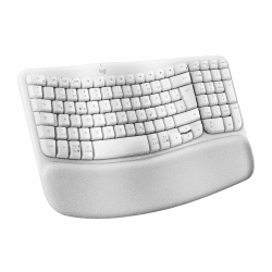 Logitech Wave Keys kabellose ergonomische Tastatur, gepolsterte Handballenauflage, komfortables natürliches Tippen, Easy-Switch, Bluetooth, Logi Bolt, Multi-OS,Windows/Mac,Deutsches QWERTZ Layout-Weiß