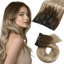 Moresoo Seamless Clip in Extensions Echthaar #3/8/22 45cm 120g 7pcs 45 cm #3/8/22