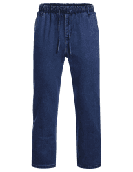 COOFANDY Herren Jeans Straight Jeanshose Stretch Schlupfhose Schlupfjeans Stylische Hose Gummibund mit Kordelzug Cargo-Taschen für Männer