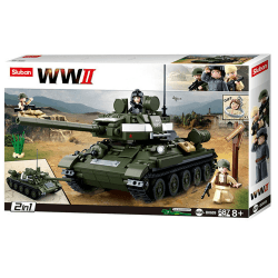 Sluban Klemmbausteine SL95560, WWII - Mittlerer All. Panzer M38-B0689, Spielset, Klemmbausteine, Soldaten, mit Spielfigur, Army WWII Multi Color