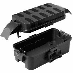 RESTMO IP55 wasserdichte Kabelbox mit abnehmbaren Schildabdeckungen, Wetterfeste Elektrobox für Verlängerungskabel, Gartensteckdosen, Zeitschaltuhr außenbereich (20,5cm×12,5cm×8cm) - Schwarz