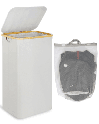 efluky Wäschesammler mit deckel 100 Liter, großer pfandflaschen sammelbehälter Wäschebox mit herausnehmbarem Sack, Wäschekorb für Zimmer Kleidung und Spielzeug, Hellgrau