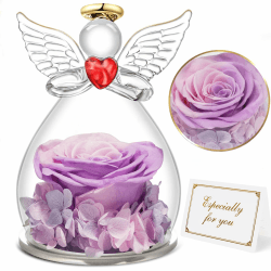 Miofula Ewige Rose Engel Geschenke für Mama Oma, Ewige Blume Geschenk für Frauen, Forever Rose im Glas Engel Figur, Geburtstagsgeschenk für Mutter Oma zum Weihnachten Muttertag Valentinstag Geburtstag