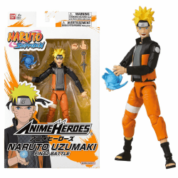 BANDAI - Anime Heroes - Figur Naruto Uzumaki (Final Battle) - Offizielle Lizenz Naruto Shippuden - Gelenkige Naruto-Figur 17 cm - Manga Actionfigur - Spielzeug für Kinder ab 4 Jahren - 36964