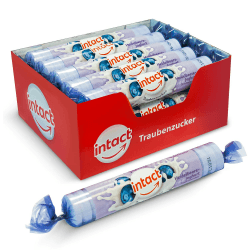 intact Traubenzucker (Heidelbeere-Joghurt) Rolle 15 St. • Multipack (15 x 40g) Traubenzucker Bonbons • 100% Vegan