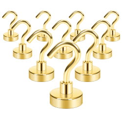 Neosmuk Magnethaken, 10kg robuste Erdmagnete mit Haken, extra starker Kreuzfahrt-Haken zum Aufhängen, magnetischer Aufhänger für Kabinen, Grill (Golden, 10 Stück)