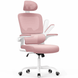 naspaluro Bürostuhl, Ergonomischer Schreibtischstuhl mit Verstellbarer Kopfstütze, Armlehnen, Dynamischer Lordosenstütze, Drehstuhl mit Atmungsaktivem Netzbezug für das Home Office,Rosa