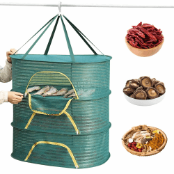 3-Lagiges Kräutertrockennetz Mesh Trockennetz HäNgendes Trockennetz mit Reißverschluss Klappbar Aufhängen Trocken Netze Mesh Trockennetz für Kräuter, Pflanze, Fleisch, Blumen, Zwiebeln, Gemüse (Grün)