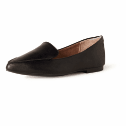 Amazon Essentials Damen Flacher Loafer 38.5 EU Weit Schwarz Kunstleder