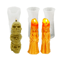 WYAHYQ 3Stück Kerzenform Silikon Halloween Totenkopf Kerzenformen Zum Gießen Kerzen Selber Machen Set