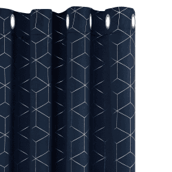 Deconovo Verdunkelungsvorhänge mit Ringen, geometrische Vorhänge für Schlafzimmer, Wohnzimmer, 140 x 180 cm (B x H), Marineblau, 2 Stück H180 x B140 cm (2er Pack) Dunkelblau