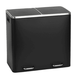 SVITA TM2X30 Treteimer 60 Liter Abfalleimer Mülleimer Design Mülltrennung Papierkorb Küchen-Ordnung Trennsystem herausnehmbare Inneneimer mit Henkel mit Schließdämpfer Schwarz