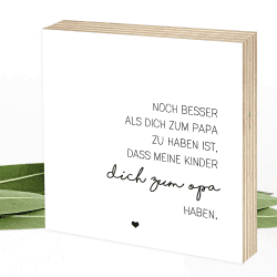 Wunderpixel® Holzbild Bester Papa, bester Opa - 15x15x2cm zum Hinstellen/Aufhängen, echter Fotodruck mit Spruch auf Holz - schwarz-weißes Wand-Bild Aufsteller zur Dekoration oder Geschenk-Idee