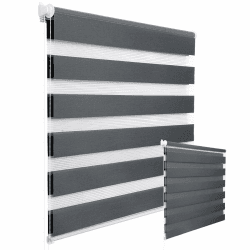 WOLTU 2 Stück Doppelrollo Klemmfix ohne Bohren Duo Rollo Klemmrollo für Fenster mit Klemmträger, Fensterrollo Lichtdurchlässig & Verdunkelnd Wandmontage, Dunkelgrau, 85x120 cm (Stoffbreite 81 cm) Dunkelgrau 85x120 cm