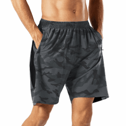HMIYA Herren Sport Shorts Schnell Trocknend Kurze Hose mit Reißverschlusstasch