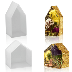 Fyihoxi 2 Stück Silikon Gießform Haus Epoxidharz Formen Hausformen Silikonformen Epoxidharz Formen Resin Gießharz Silikonform Silikon Gießformen für Home Decoration Handmade Geschenk DIY Craft