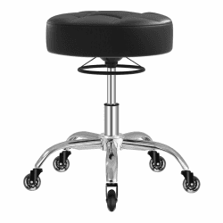 Rollhocker，Hocker höhenverstellbar mit ringheber，Dicker Schaumstoff für weichen Komfort，Stuhl mit rollen 360°，Arbeitshocker bis 180 kg belastbar， Drehhocker für Salon Spa und Haushalt(Schwarz)