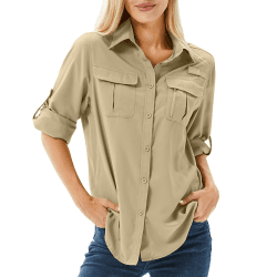 yeyity Hemdbluse Damen UPF 50 UV Schutz Langarmshirt Damen Outdoor Wanderhemd Safari Kleidung Damen Atmungsaktiv Quick Dry Casual Tops Sport Oberteile