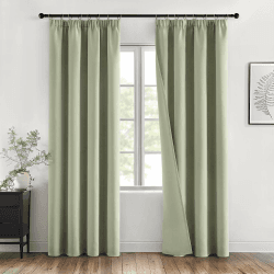 MIULEE Vorhang Blickdicht Verdunklungsvorhänge mit Kräuselband Gardinen 2er Set Abdunklungsvorhang Kälteschutz Thermogardine Wohnzimmer Schlafzimmer，260x140 cm, Salbei Grün
