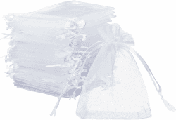 Naler 50 x Organza Säckchen Weiß Organzabeutel Schmucksäckchen Geschenktüten - 10 x 15 cm