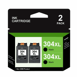 304 XL Schwarz Druckerpatronen Multipack Kompatibel für HP 304 304XL Schwarz Patronen für HP Envy 5000 5030 5010 5020 5032 Deskjet 3750 3760 2620 2622 2630 3720 3730 3760 3762 3735 (2 Pack)