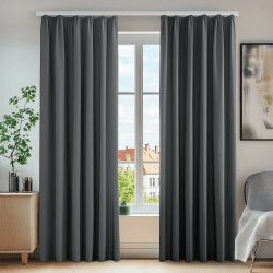 Deconovo Thermovorhang Vorhänge Gardinen mit Kräuselband Blickdicht Lärmschutz, 260x140 cm(HöhexBreite), Dunkelgrau, 2er Set