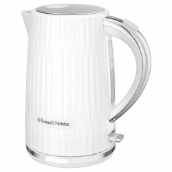 Russell Hobbs Wasserkocher [1,7L 2400W] Eden Weiß, Edelstahlakzente (herausnehmbarer Kalkfilter, Deckelöffnung per Knopfdruck, Wasserstandsanzeige, leuchtender Schalter, BPA frei) Teekocher 27360-70