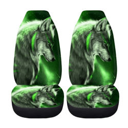 chaqlin Galaxy Wolf Autositzbezüge Set,2-Pack Starry Night Wolf Auto Front Seat Protector Fahrzeug Eimer Sitzbezug Set für Frauen Männer Auto Interieur Dekorative Tier Wolf Sitzbezüge für Auto Sternennacht Wolf