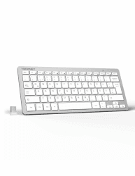 TECKNET Slim Kabellose Tastatur, Deutsches Layout QWERTZ, 2.4 GHz, 78 Tasten Mini Wireless Tastatur mit Nano USB Empfänger für Windows 11/10/8/7/Vista/XP and Android Smart TV - Silber