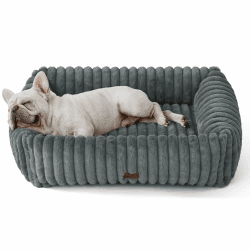 BEDSURE Hundebett flauschig mittelgroße Hunde - 76x61x20 cm Cord Fleece Hundesofa waschbar Hundebetten hoher Rand,grau