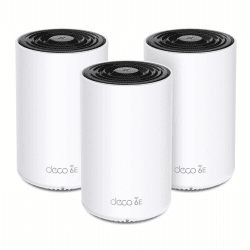 TP-Link Deco XE75 Pro Mesh WLAN Set (3 Pack), Wi-Fi 6E AXE5400 Tri-Band Router & Repeater, 1× 2.5G Port + 2× 1G Ports für jede Einheit, empfohlen für Häuser mit 4-7 Schlafzimmern, WPA3