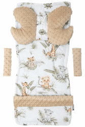 Medi Partners Universal Sitzauflage Kinderwagen & Buggys Sitzeinglage Kinderwagendecke 5tgl Gurtpolster + Spielbogen Kinderwagenset MINKY Baumwolle