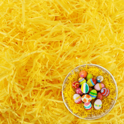 Ostergras Papier, Hillylolly 200g Ostergras Gelb, Geschreddertes Papier Füllmaterial, Füllmaterial Geschenk, Ostergras Dekogras für Osterkorb Osternester Oster Geschenkbox Geschenktüte