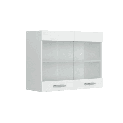 Vicco Küchenglasschrank R-Line, Weiß Hochglanz/Weiß, 80 cm