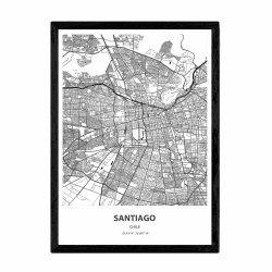 Nacnic Poster mit Karte von Santiago - Chile. Klingen von Städten Lateinamerikas mit Meeren und Flüssen in schwarzer Farbe. A4 Größe