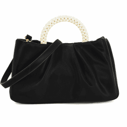 Valleycomfy Damen Clutch Perle Wolke Elegante Brauttasche Handtasche Hochzeit Abendtasche Klatsch Tasche Umhängetaschen, Schwarz