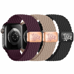 chinbersky 3 Stück Geflochtenes Armband Kompatibel mit Apple Watch Armband 38mm 40mm 41mm,mit Magnetisch Verschluss Verstellbares Elastisch Nylon Band für iWatch Series 10/9/8/7/6/5/4/3/2/1/SE