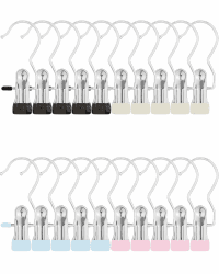 BINCKIN Wäsche Haken Satz 20 Stück - Klemmhaken Edelstahl, rutschfest Kleiderbügel Clips für Kleidung, Handtuch Aufhänger, Klammerhaken für Hosen Schuhe Handtuch (Beige, Blau, Schwarz, Rosa)