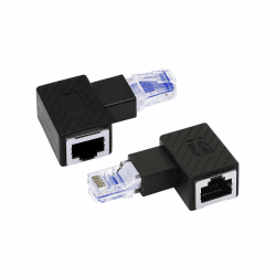 RIIEYOCA linke Ecke Ethernet Adapter, 90 Grad RJ45 Stecker-zu-Buchse Verlängerung Cat6 LAN Netzwerkanschluss für Computer, Laptops, Router, 2 Stück (L)