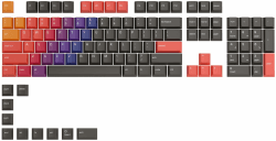 Glorious Gaming 114x GPBT-Keycaps - Cherry-Profil, äußerst widerstandsfähiger PBT-Kunststoff, optisch EIN Blickfang, überragende Akustik, Lichtecht, US Layout - Celestial Fire
