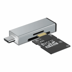 GlasFlength SD Kartenleser, USB C SD Card Reader aus Aluminium für TF/Micro SD/SDXC/SDHC/Micro SDXC/Micro SDHC 2-in-1 Kartenleser OTG Adapter für Laptop Android Phones (Grau)
