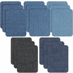 LUCKNIGHT 15 Stück Jeans Flicken zum Aufbügeln, Bügelflicken 5 Farben, Jeans Flicken zum Aufbügeln Innen und Außen, Aufbügel Flicken Hochwertig, Quadratischem Muster, Größe 3" x 4" (7,5 cm x 12,5 cm)