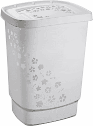 Rotho Flowers Wäschesammler 55l mit Deckel, Kunststoff (PP) BPA-frei, grau, 55l (44,7 x 34,7 x 60,5 cm