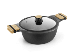 BRA A790320 Market-Kochtopf hoch 24cm, Aluminiumguss, ultraverstärkte Antihaftbeschichtung ohne PFOA, für alle Herdarten und Induktion geeignet, schwarz, Aluminium